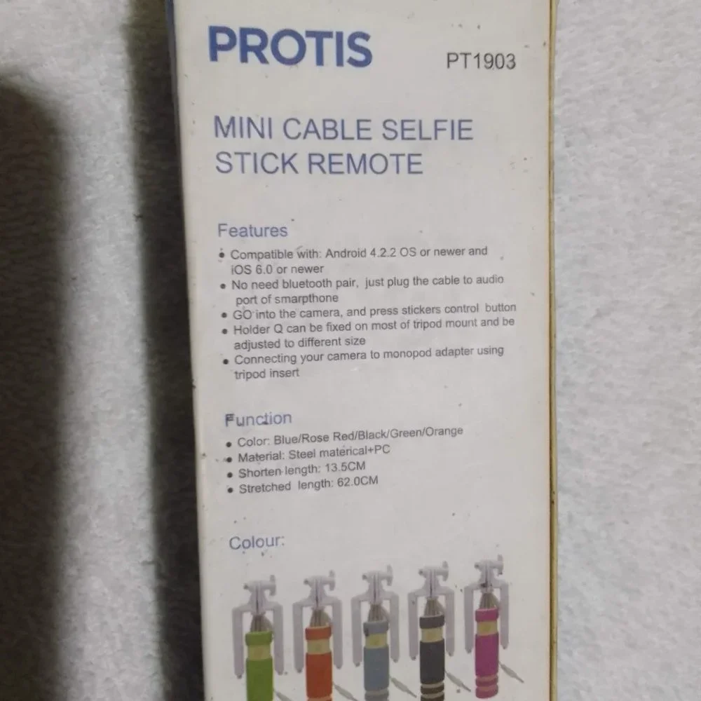 Protis wireless mini cable selfie sticks for remote photo-taking, brand new